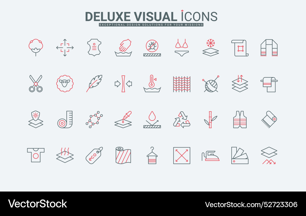Fabric feature line icon set synthetic and wool Fabric feature line icon set synthetic and wool vector image