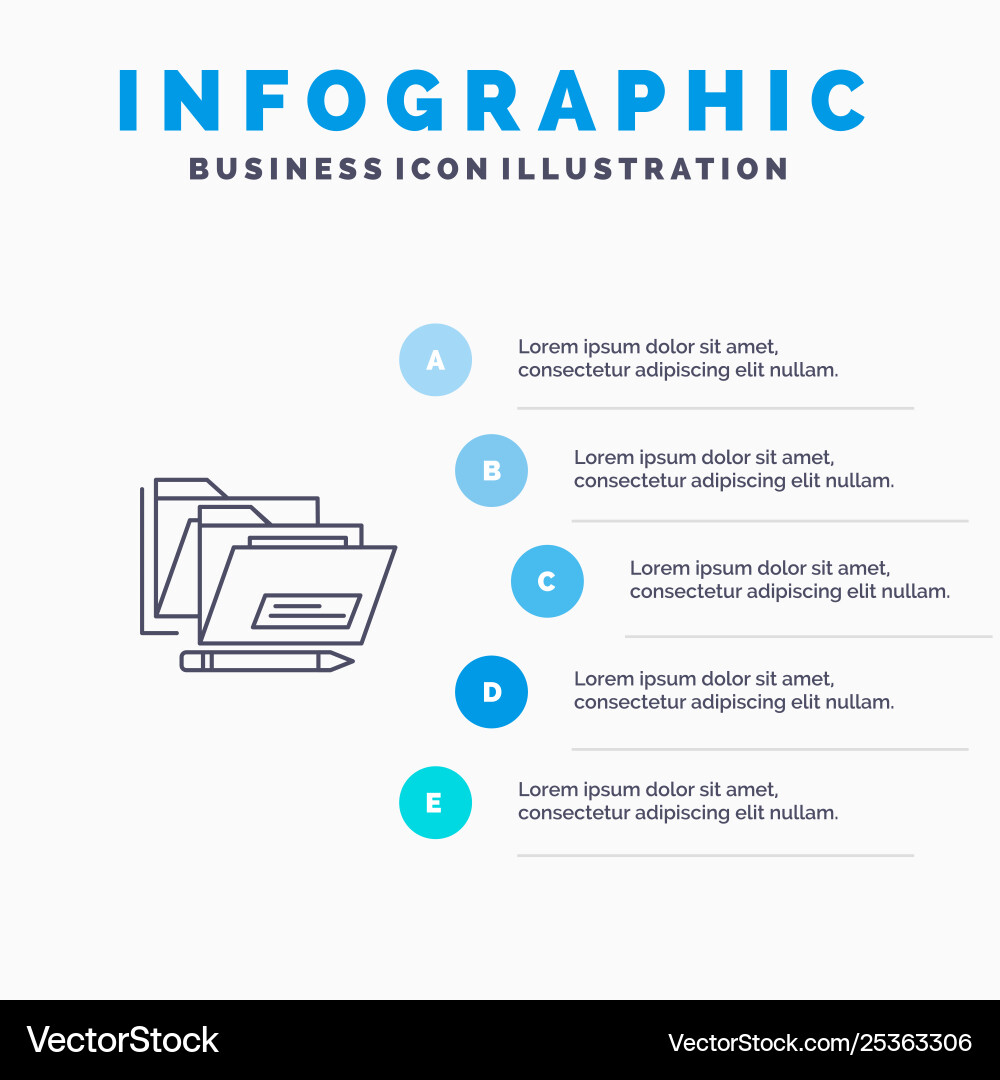 File folder date safe line icon with 5 steps Vector Image