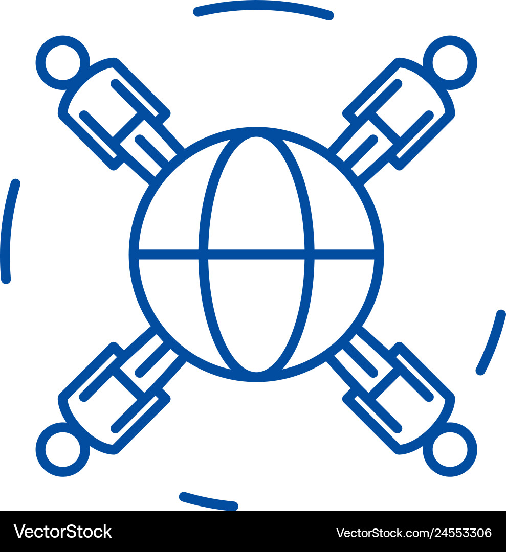Global business networking line icon concept Vector Image