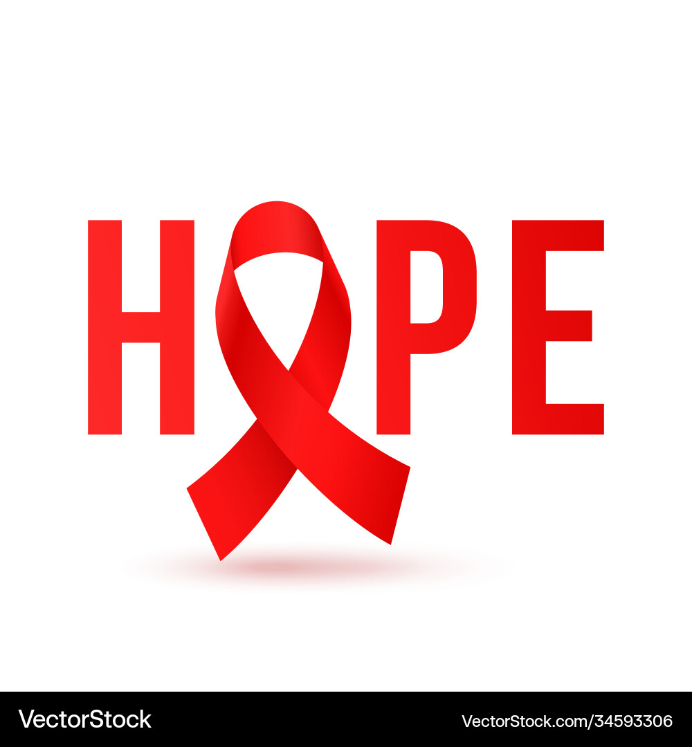 Hope red ribbon icon world aids day 1 december Hope red ribbon icon world aids day 1 december vector image
