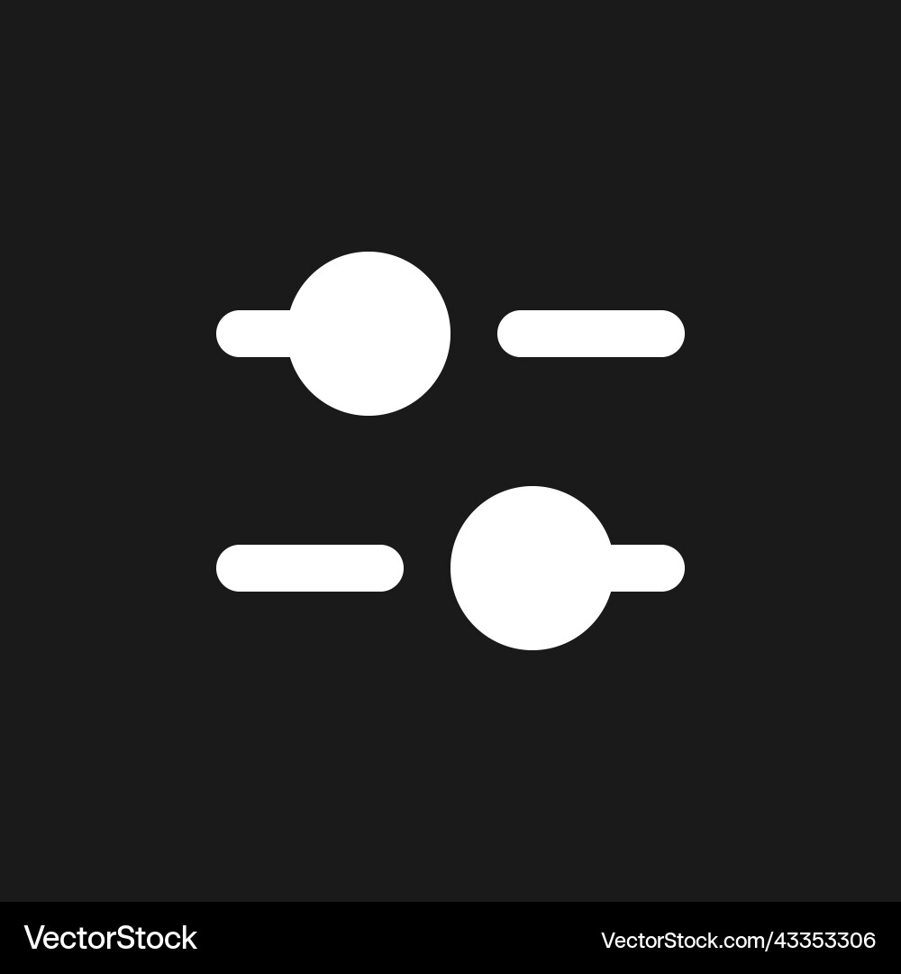 Horizontal adjust dark mode glyph ui icon Horizontal adjust dark mode glyph ui icon vector image