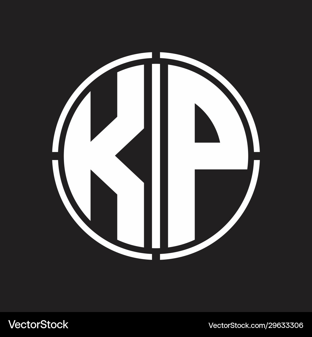 Kp logo initial with circle line cut design Vector Image