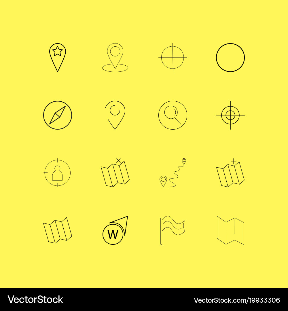 Map and navigation linear icon set simple outline vector image