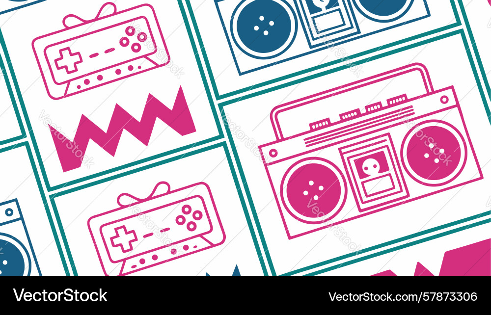 Retro background with boombox and dynamic wave Vector Image