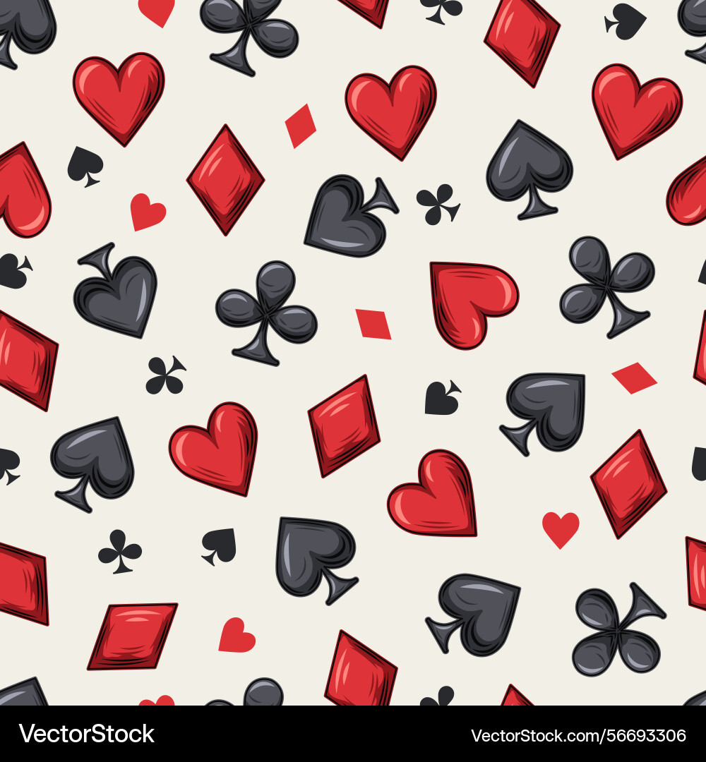 Seamless pattern with scattered card suits icons Vector Image