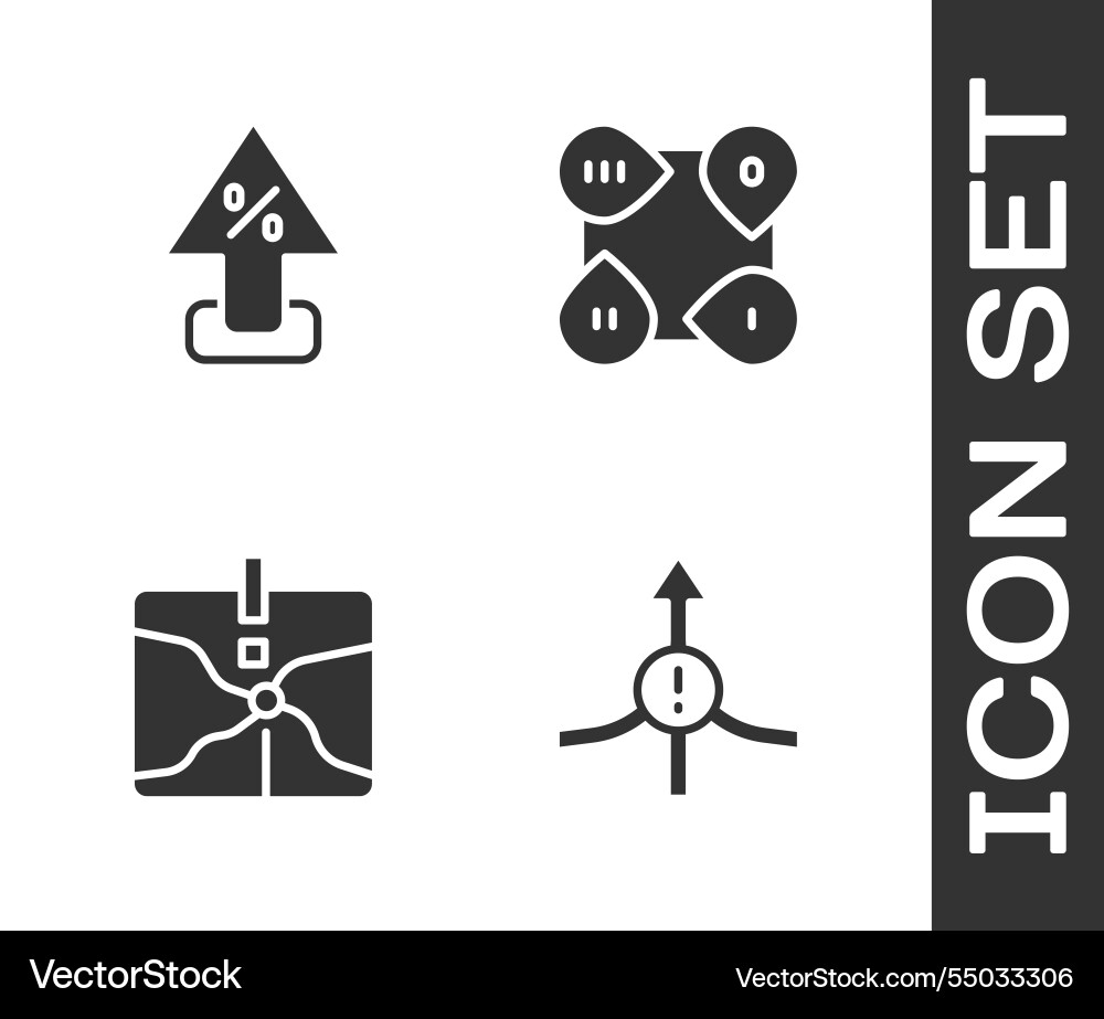 Set arrow percent up intersection point Set arrow percent up intersection point vector image