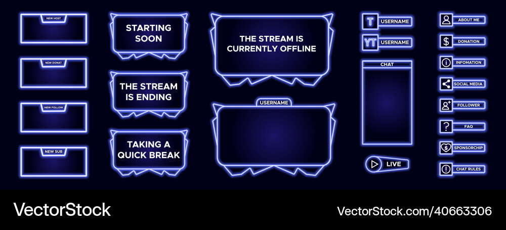 Set of modern design element for overlay game Set of modern design element for overlay game vector image
