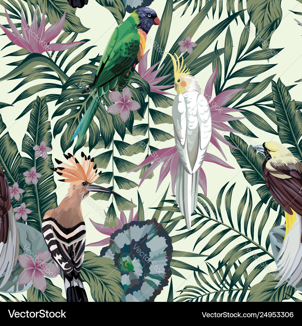 Tropical Birds & Foliage vector image