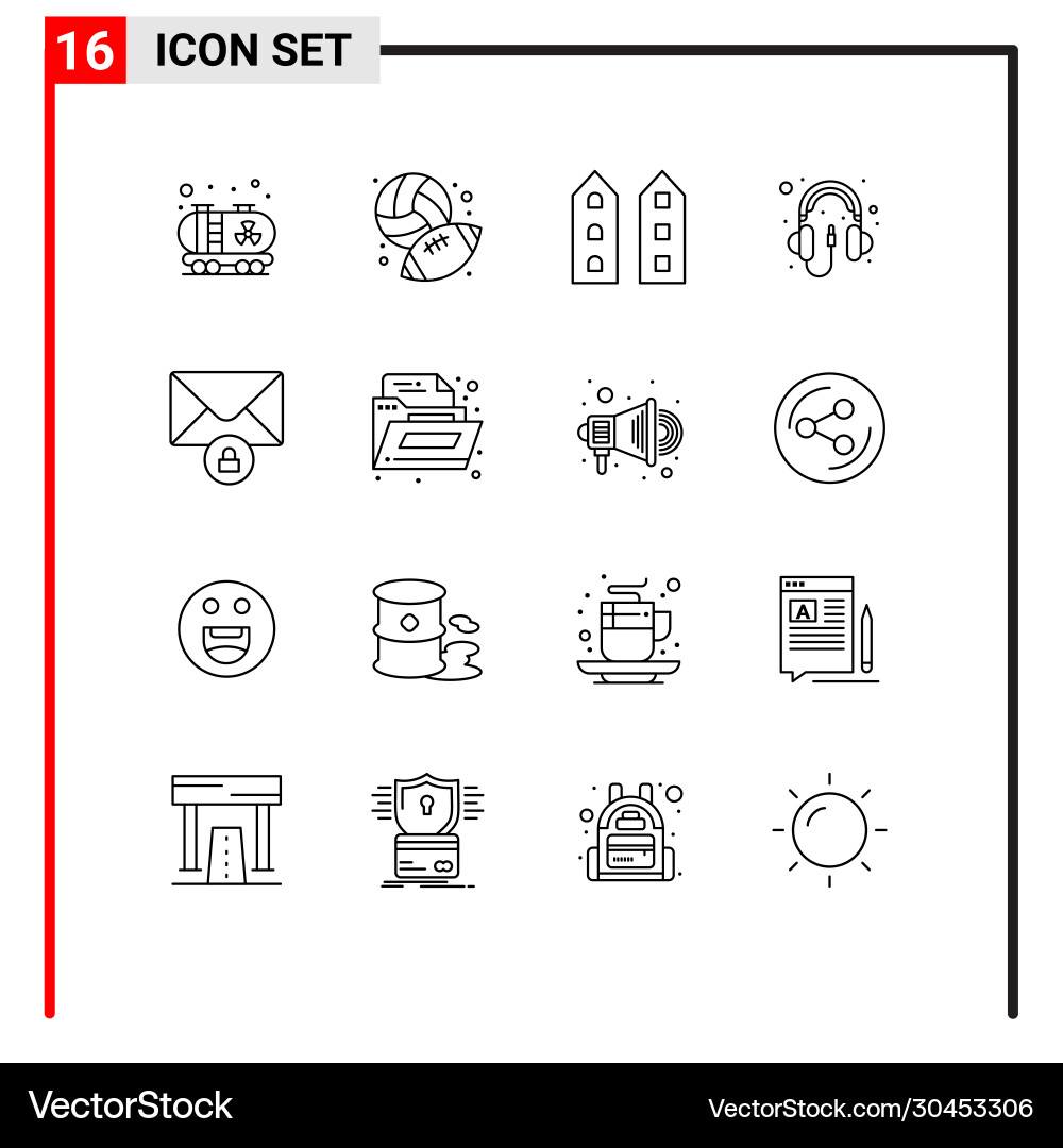 User interface pack 16 basic outlines vector image
