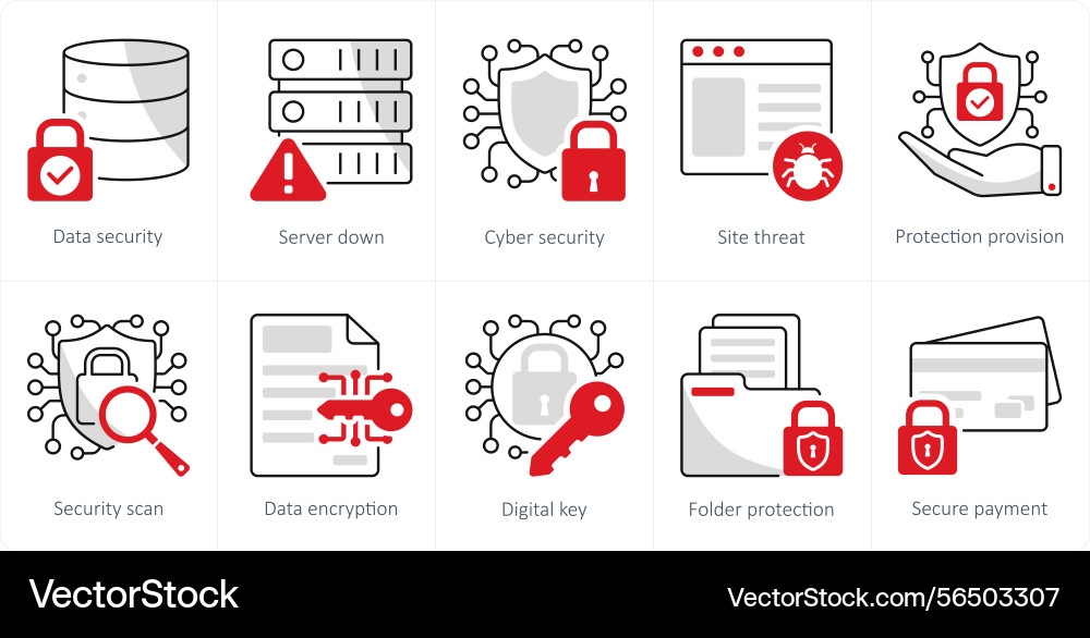 A set of 10 security icons as data vector image
