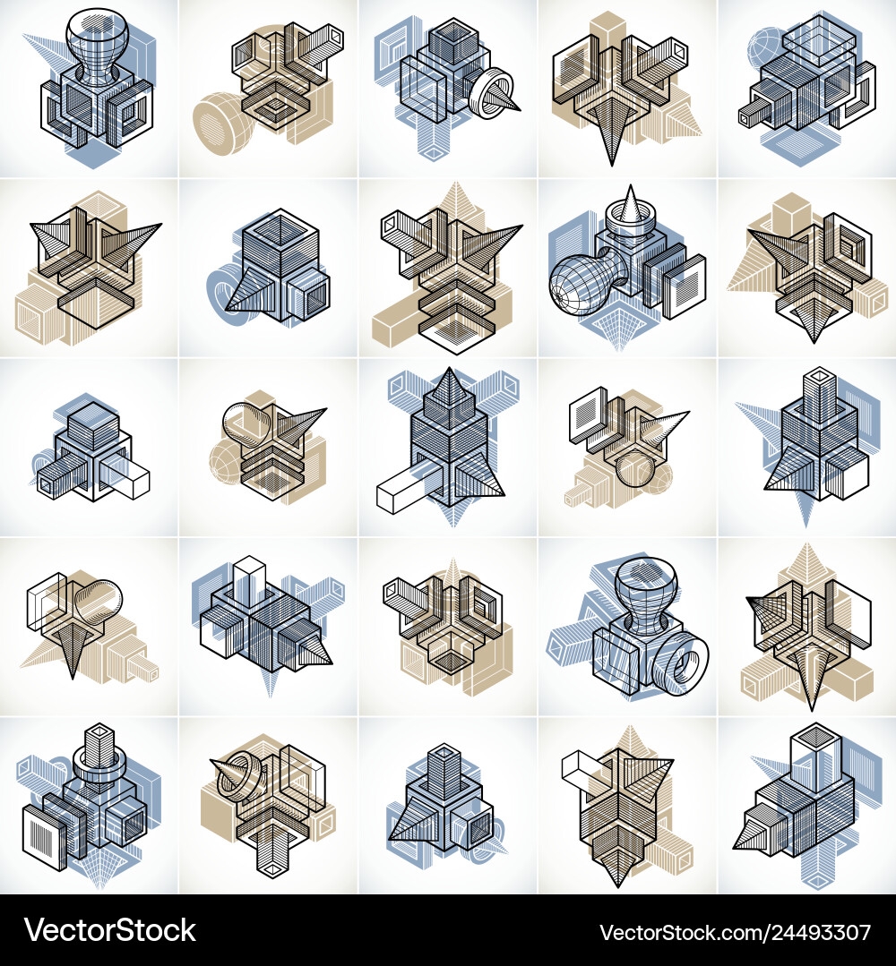 Abstract 3d simple geometric shapes set Vector Image