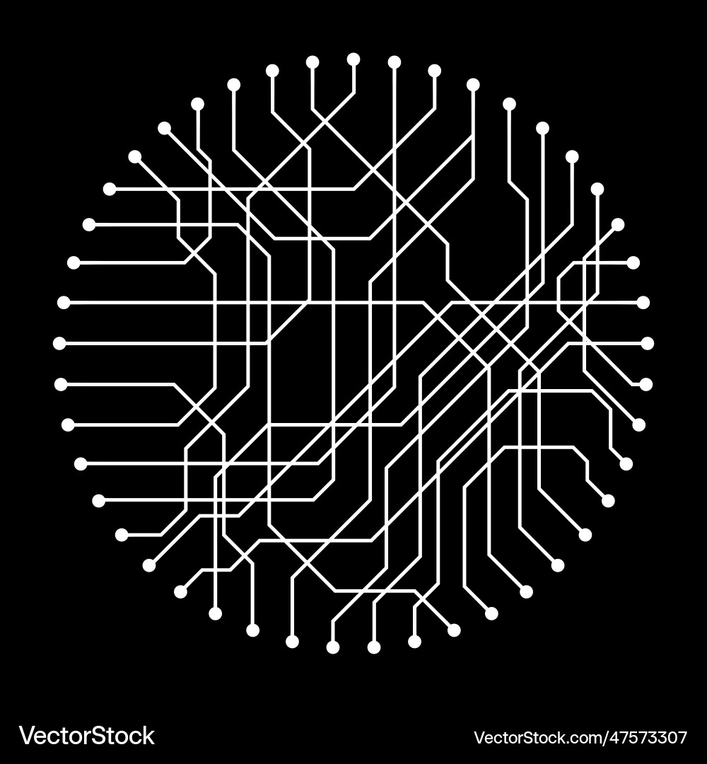 Abstract neon circuit board in the form circle vector image