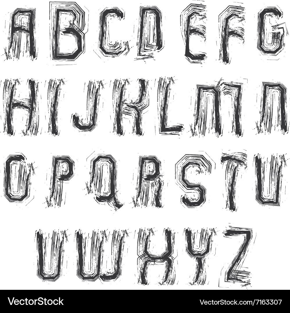 Alphabet letters set hand-drawn colorful script Vector Image