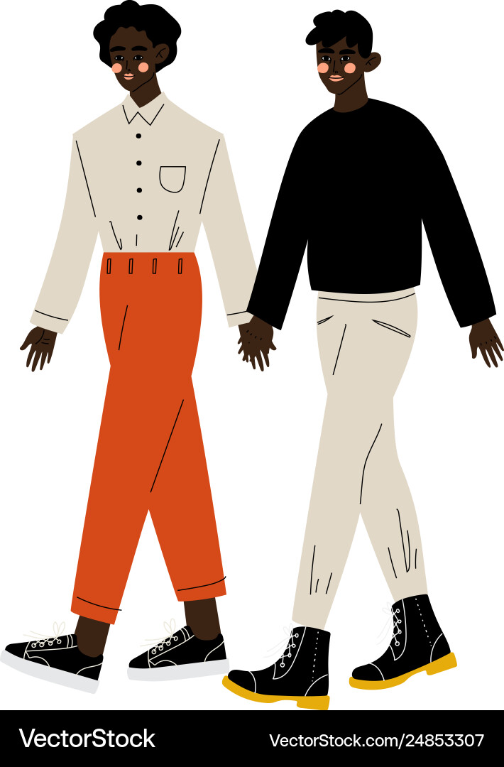 Glücklich african american gay paar zwei Männer halten Glücklich african american gay paar zwei Männer halten vektorbild