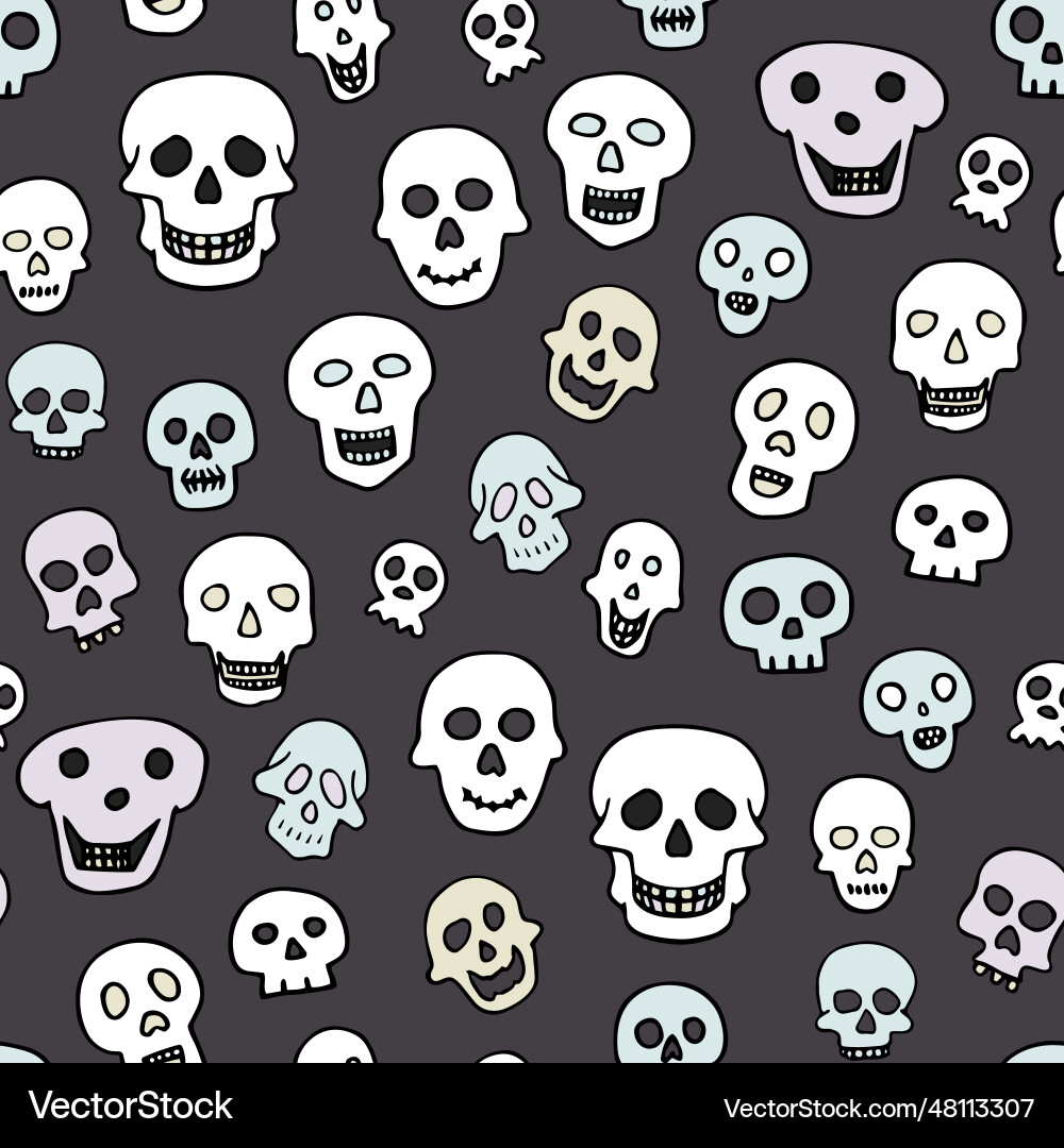 Halloween sculls pattern skeleton background Vector Image