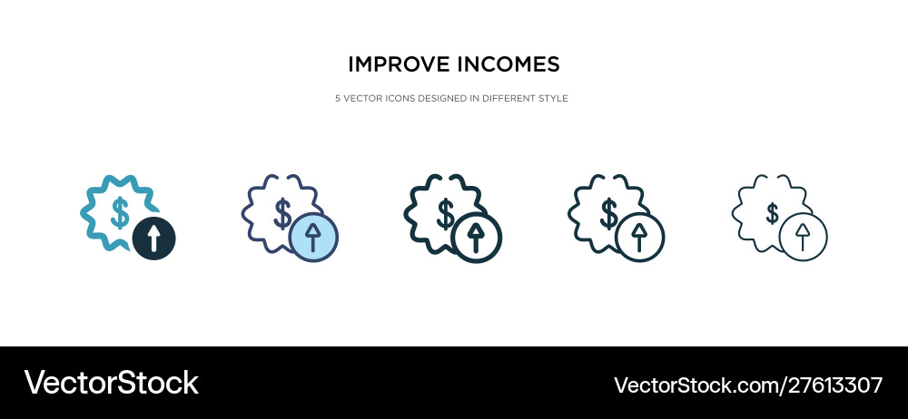 Improve incomes icon in different style two Improve incomes icon in different style two vector image