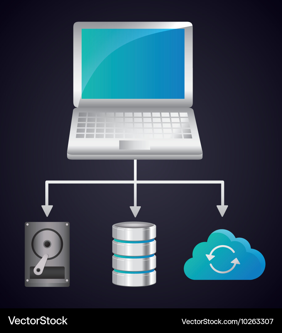 Laptop data center web hosting graphic Vector Image