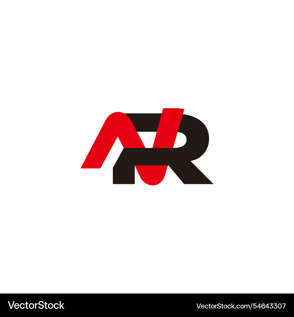 Letters nr simple linked colorful overlapping logo vector image