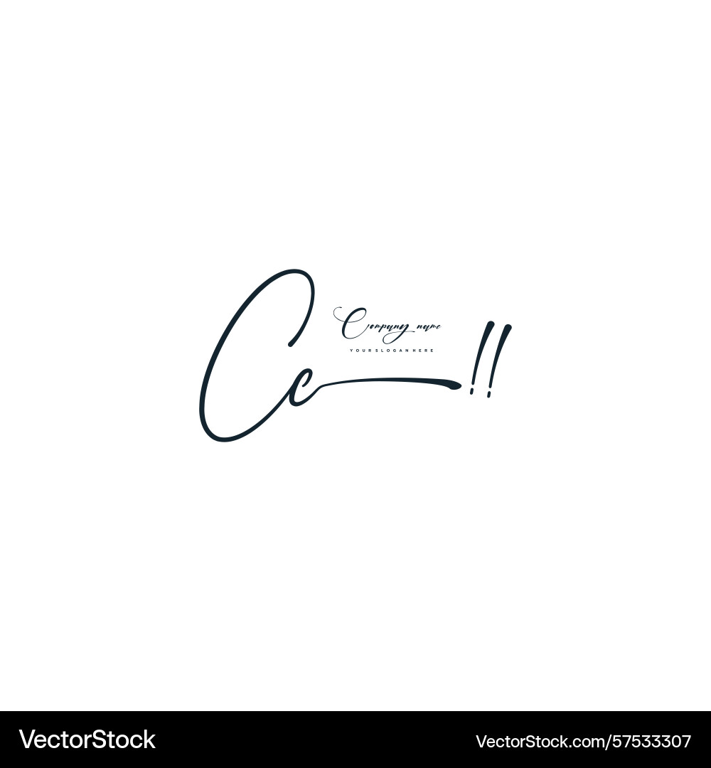 Minimal signature logo design with cc initials Minimal signature logo design with cc initials Vector Image