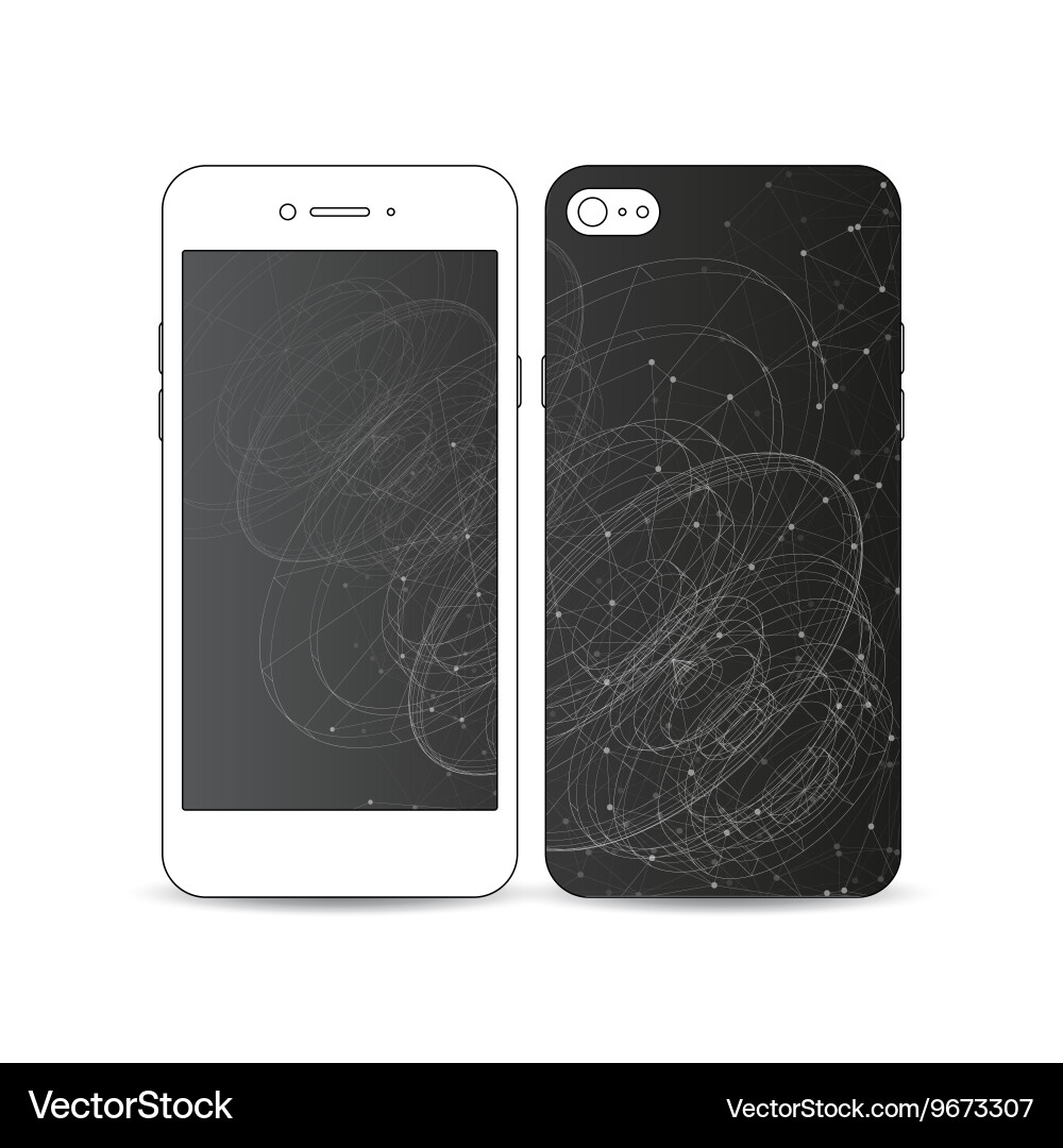 Mobile smartphone with an example of the screen vector image