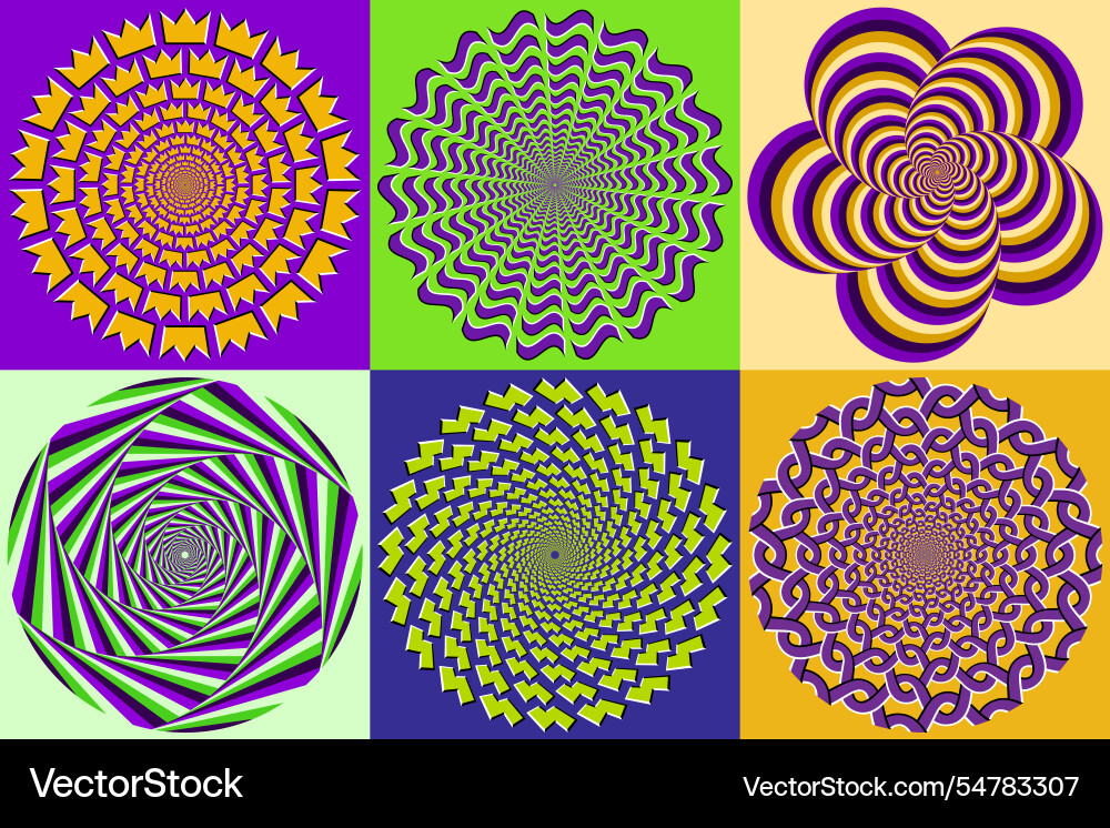 Set of circular patterns with different stripes Vector Image