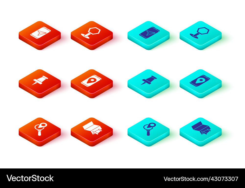 Set search location folded map with push pin Set search location folded map with push pin vector image