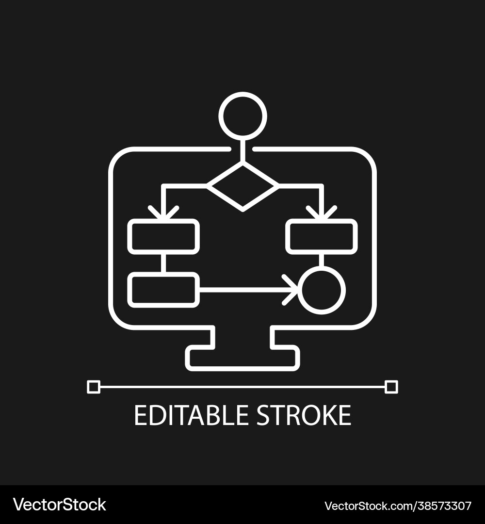 Task schemes white linear icon for dark theme vector image