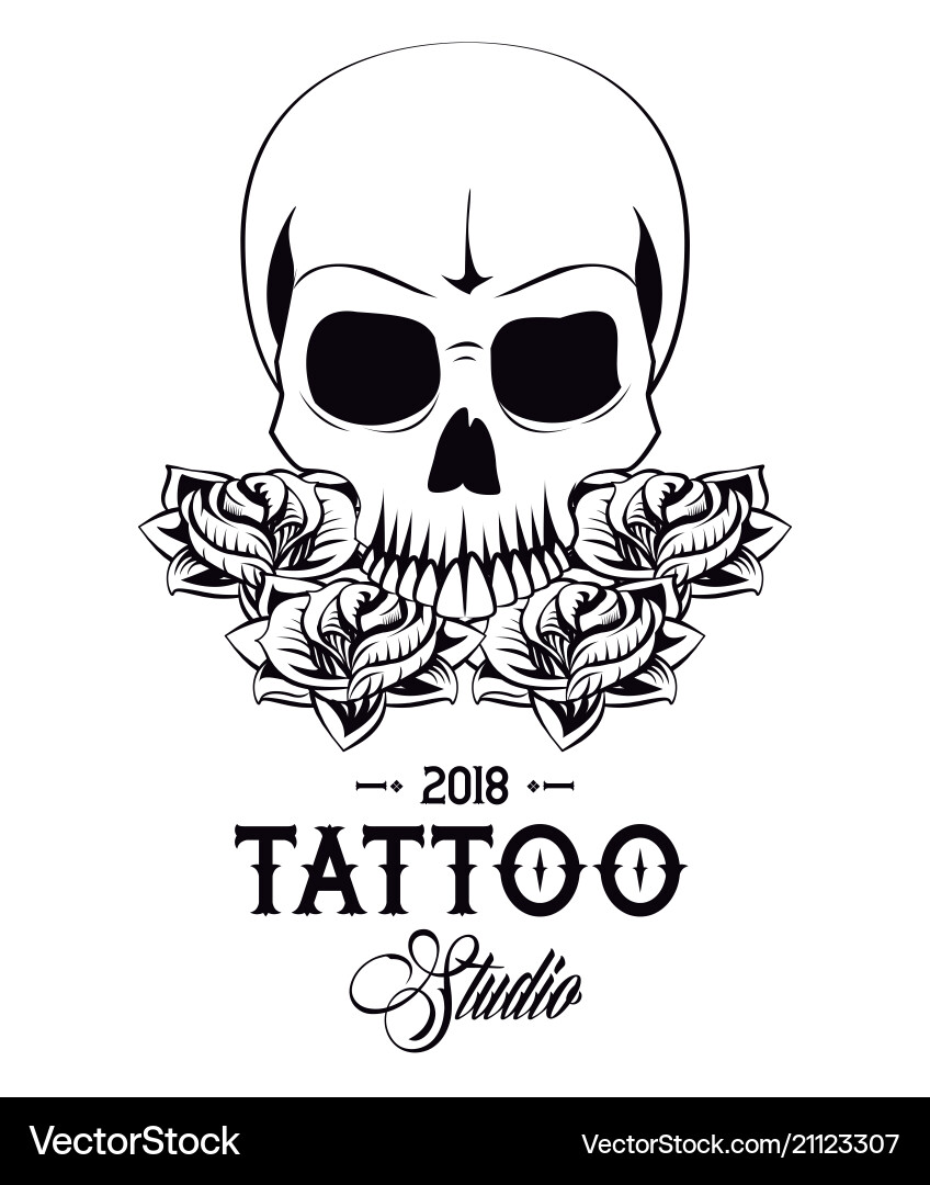 Tattoo Studio-Design in schwarz und weiß Tattoo Studio-Design in schwarz und weiß Vektorbild