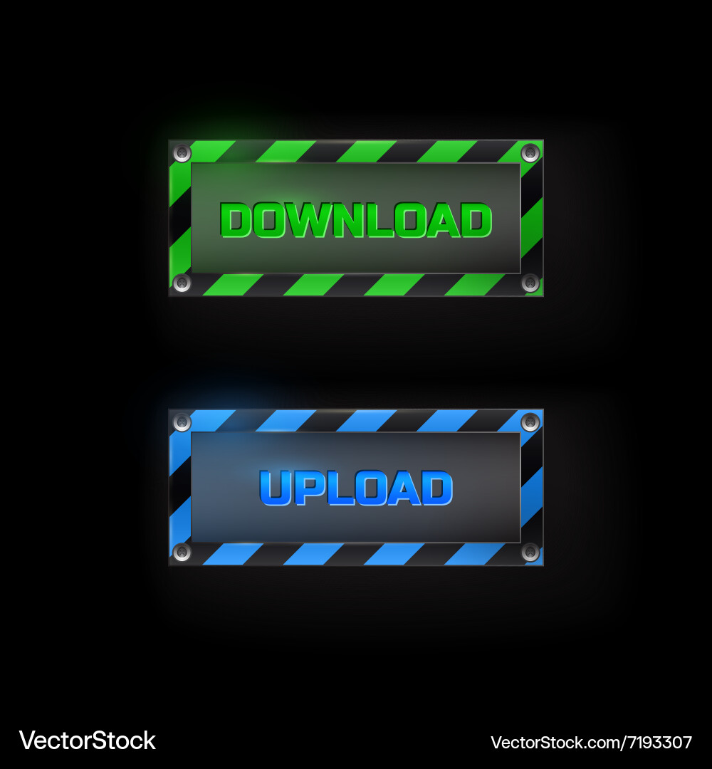 Web buttons download and upload Vector Image
