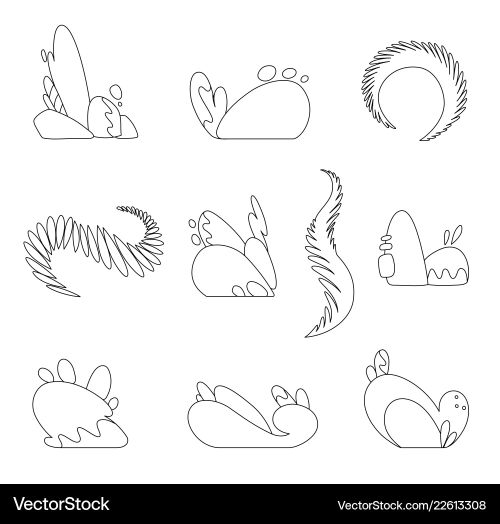 Abstract object set 2d coloring book Abstract object set 2d coloring book vector image