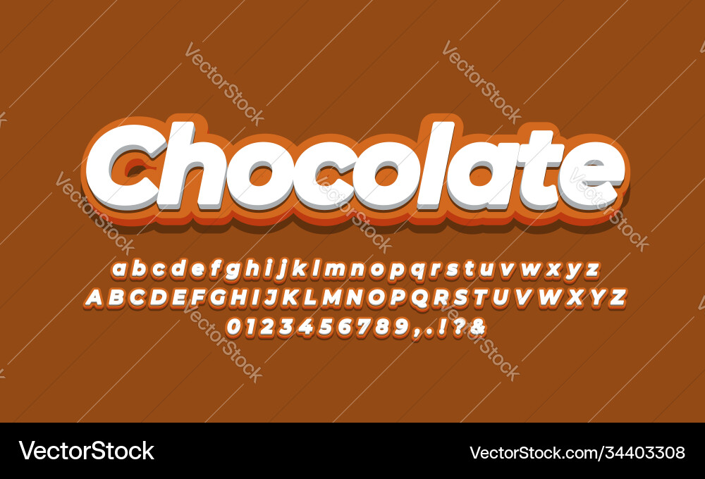 Chocolate color 3d text effect Chocolate color 3d text effect Vector Image