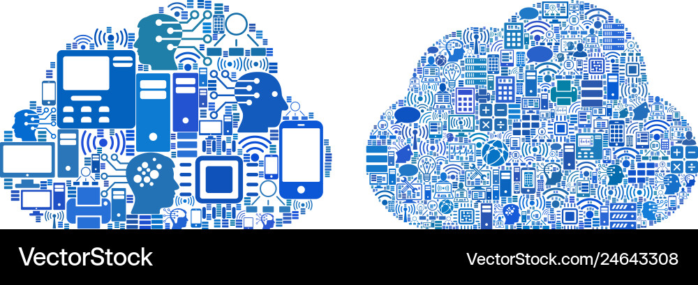 Cloud computing mosaic icons for bigdata Cloud computing mosaic icons for bigdata vector image