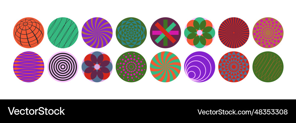 Colorful circle pattern icon collection Colorful circle pattern icon collection vector image