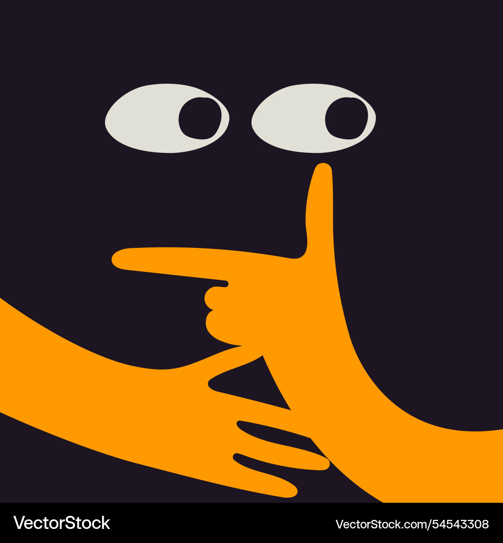 Comic emoji black icon with hands and eyes Comic emoji black icon with hands and eyes Vector Image