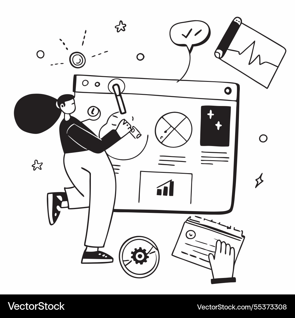 Content creator using analytics to optimize Content creator using analytics to optimize vector image