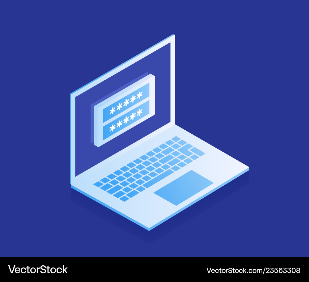 Data access concept login form on screen laptop Data access concept login form on screen laptop vector image