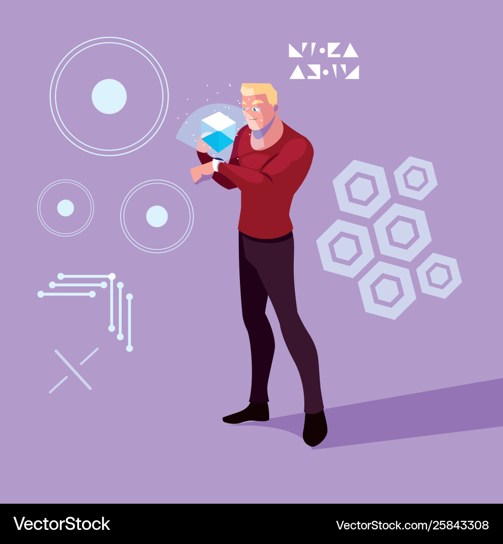 Design man using technology augmented vector image