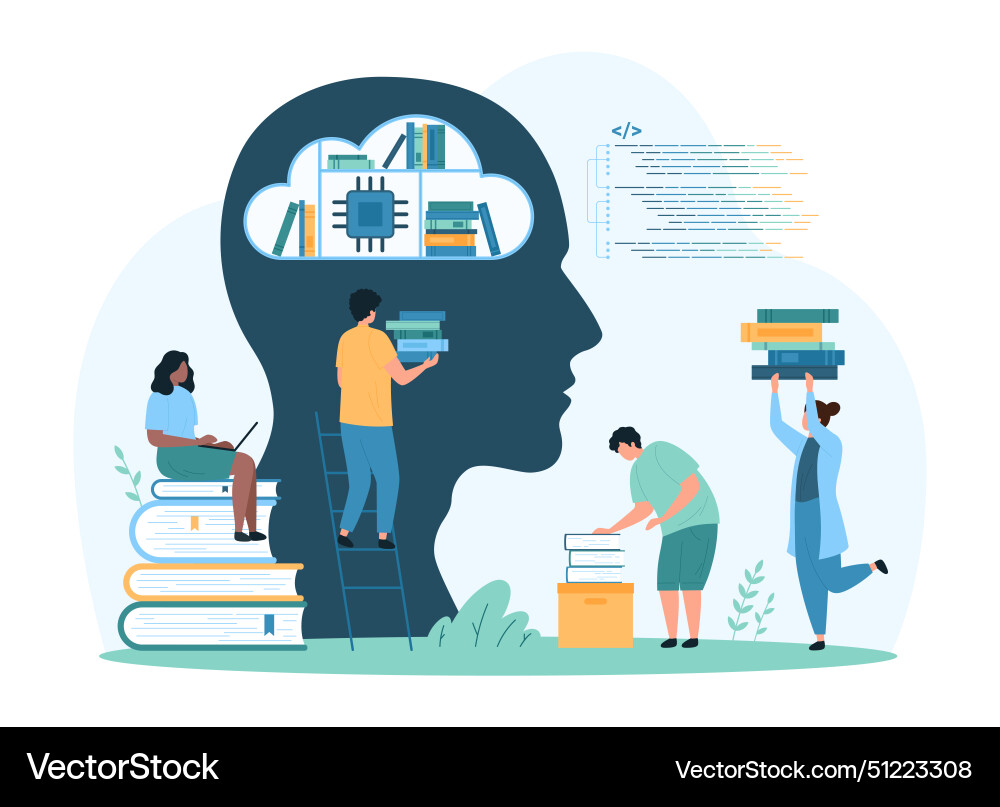 Digital library with ai data file storage service Digital library with ai data file storage service vector image
