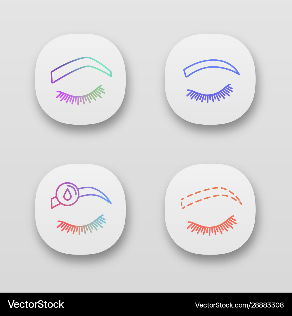Eyebrows shaping app icons set Eyebrows shaping app icons set Vector Image