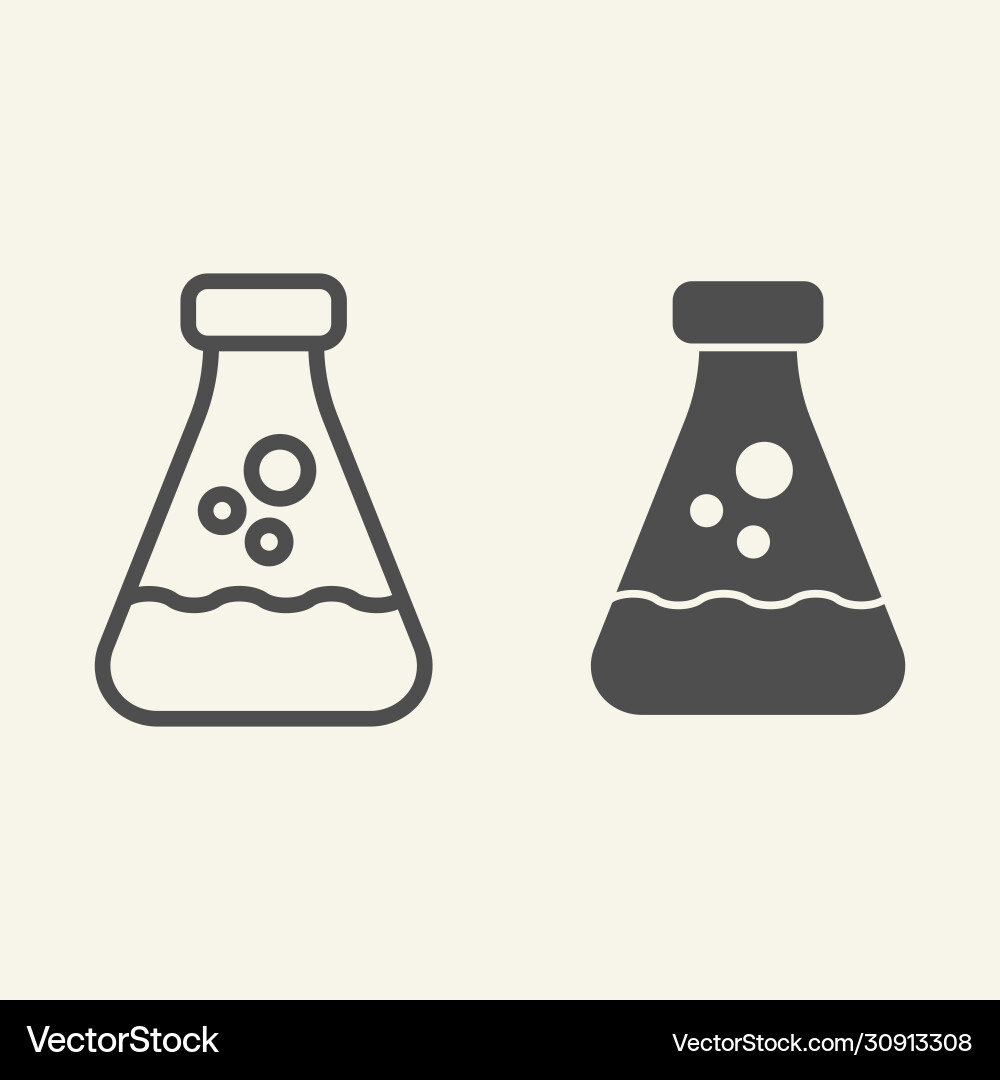 Lab conical flask line and solid icon mensura Lab conical flask line and solid icon mensura vector image