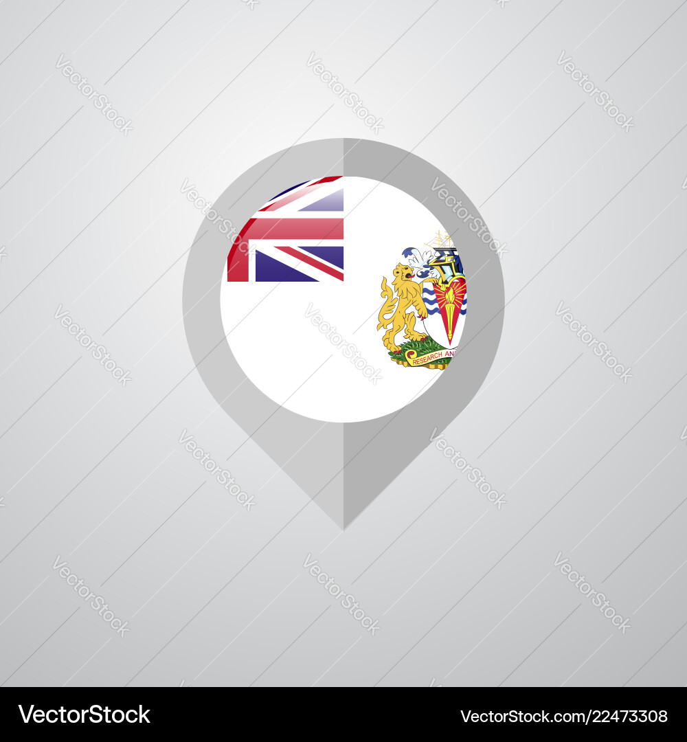 Map navigation pointer with british antarctic Vector Image