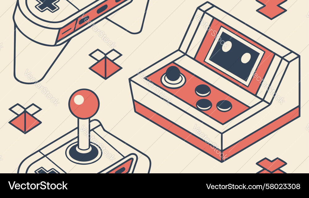 Retro Arcade Joystick Isometric Vector Image