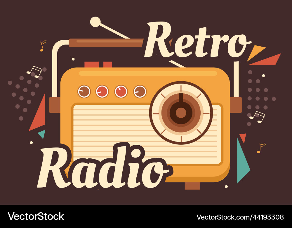 Retro radio player style for record old receiver Retro radio player style for record old receiver Vector Image