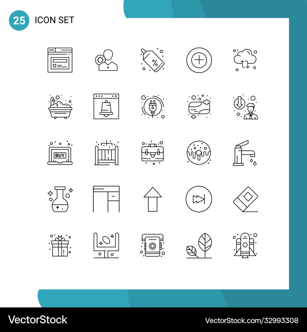 Set 25 lines on grid for plus add personal Vector Image
