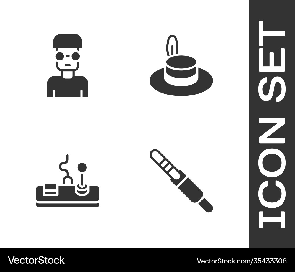 Set audio jack nerd geek gamepad and man hat Set audio jack nerd geek gamepad and man hat vector image