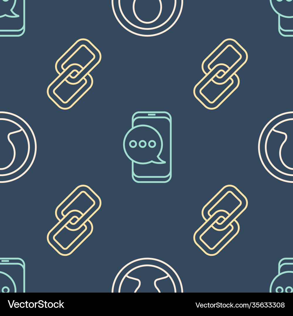 Set line create account screen chain link Set line create account screen chain link vector image