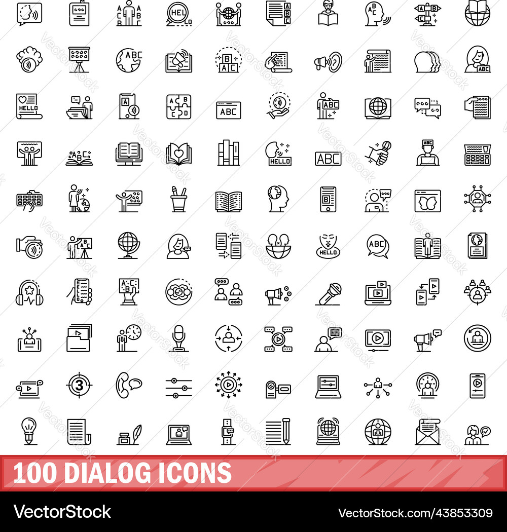 100 dialog icons set outline style 100 dialog icons set outline style vector image