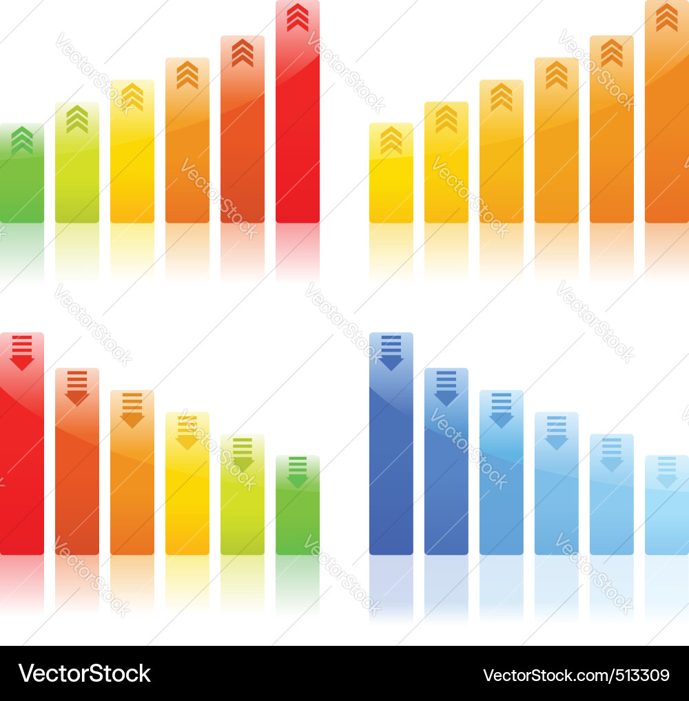 Bar Graphs with Arrows - Charts & Graphs vector image