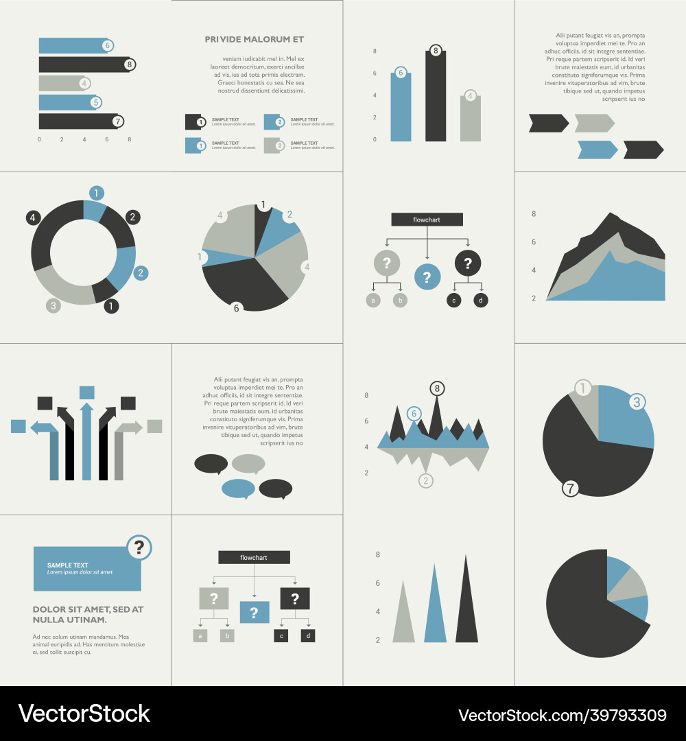 Big set of flat infographics elements chart graph Big set of flat infographics elements chart graph vector image