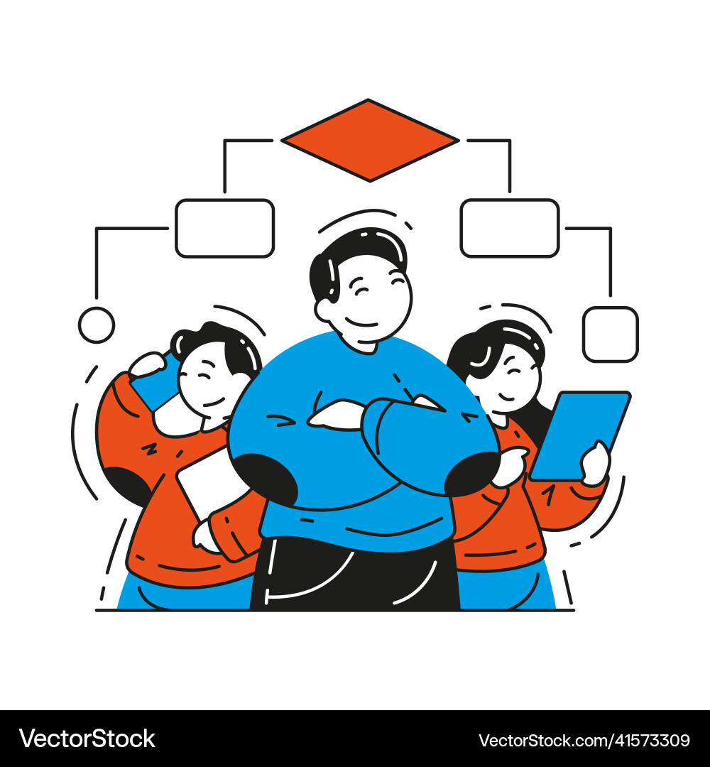Business hierarchy with male boss and employee Business hierarchy with male boss and employee vector image